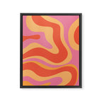 Modern Retro Liquid Swirl Abstract Pattern Square in Vintage Pink and Orange Framed Canvas Print Gallery Image 8