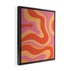 Modern Retro Liquid Swirl Abstract Pattern Square in Vintage Pink and Orange Framed Canvas Print Gallery Image 2