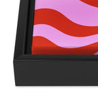 Modern Retro Liquid Swirl Abstract Pattern Square Red and Pink Framed Canvas Print Gallery Image 3