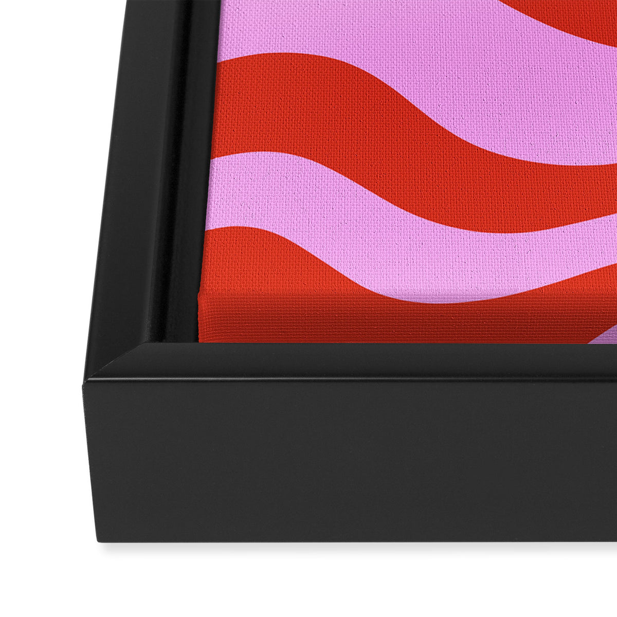 Modern Retro Liquid Swirl Abstract Pattern Square Red and Pink Framed Canvas Print Gallery Image 3