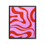 Modern Retro Liquid Swirl Abstract Pattern Square Red and Pink Framed Canvas Print Gallery Image 8