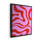 Modern Retro Liquid Swirl Abstract Pattern Square Red and Pink Framed Canvas Print Gallery Image 2