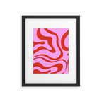 Modern Retro Liquid Swirl Abstract Pattern Square Red and Pink Framed Art Print Gallery Image 6