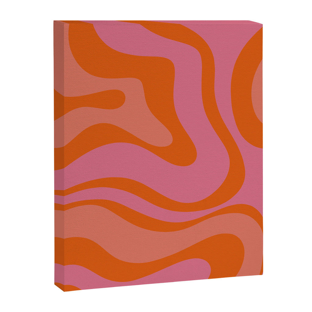 Modern Retro Liquid Swirl Abstract Pattern Square Thulian Pink Pumpkin Orange Canvas Print Gallery Image 8