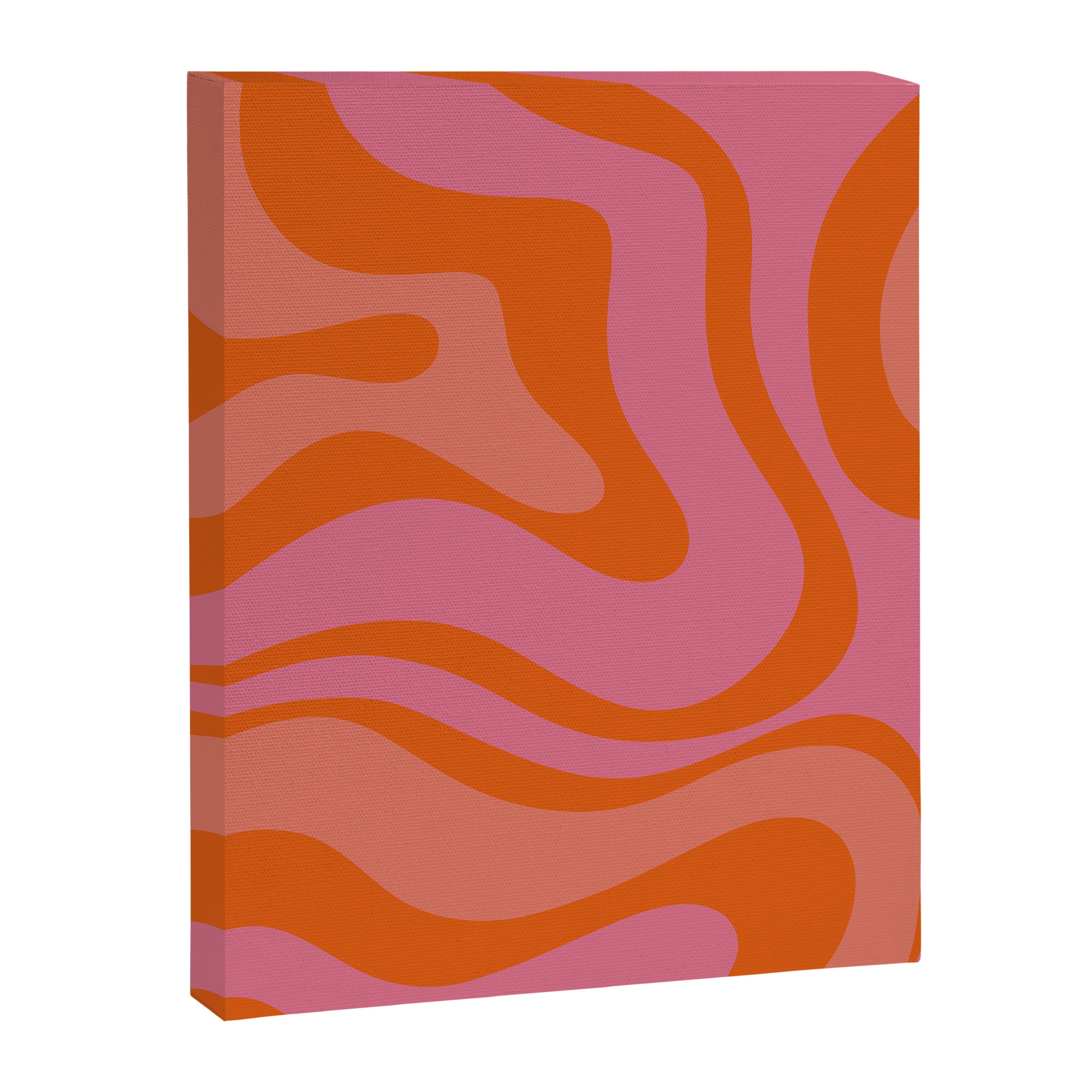Modern Retro Liquid Swirl Abstract Pattern Square Thulian Pink Pumpkin Orange Canvas Print Gallery Image 8