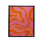 Modern Retro Liquid Swirl Abstract Pattern Square Thulian Pink Pumpkin Orange Framed Canvas Print Gallery Image 8