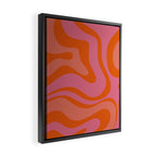 Modern Retro Liquid Swirl Abstract Pattern Square Thulian Pink Pumpkin Orange Framed Canvas Print Gallery Image 2
