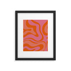 Modern Retro Liquid Swirl Abstract Pattern Square Thulian Pink Pumpkin Orange Framed Art Print Gallery Image 6