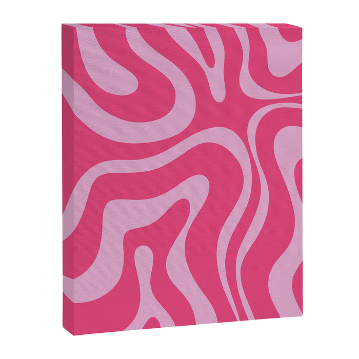 Modern Retro Liquid Swirl Abstract Pattern Vertical in Double Hot Pink  Canvas Print Gallery Image 1