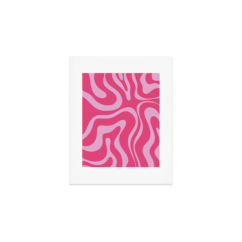 Modern Retro Liquid Swirl Abstract Pattern Vertical in Double Hot Pink  Art Print Gallery Image 1