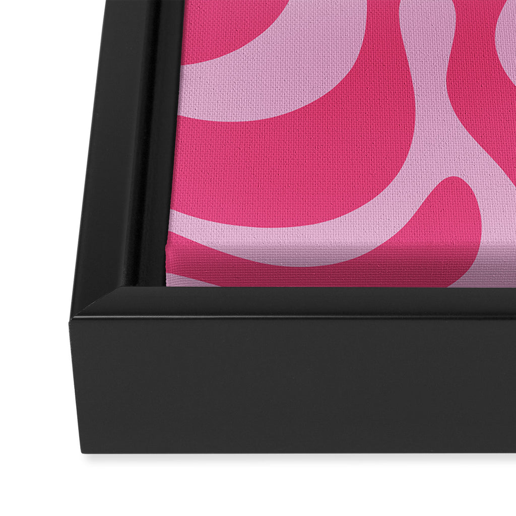 Modern Retro Liquid Swirl Abstract Pattern Vertical in Double Hot Pink  Framed Canvas Print Gallery Image 3
