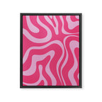 Modern Retro Liquid Swirl Abstract Pattern Vertical in Double Hot Pink  Framed Canvas Print Gallery Image 6