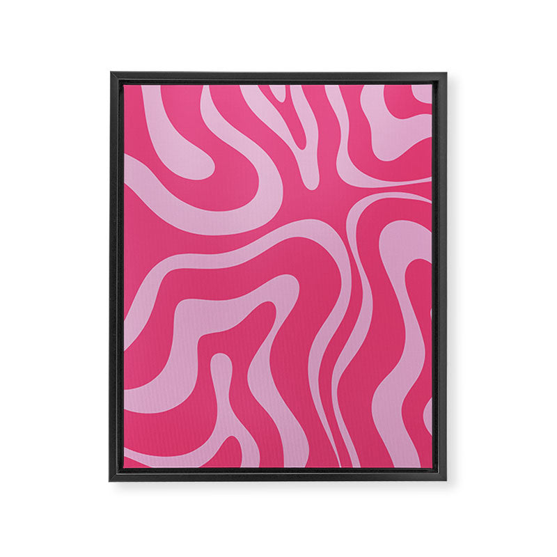 Modern Retro Liquid Swirl Abstract Pattern Vertical in Double Hot Pink  Framed Canvas Print Gallery Image 6