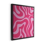 Modern Retro Liquid Swirl Abstract Pattern Vertical in Double Hot Pink  Framed Canvas Print Gallery Image 2