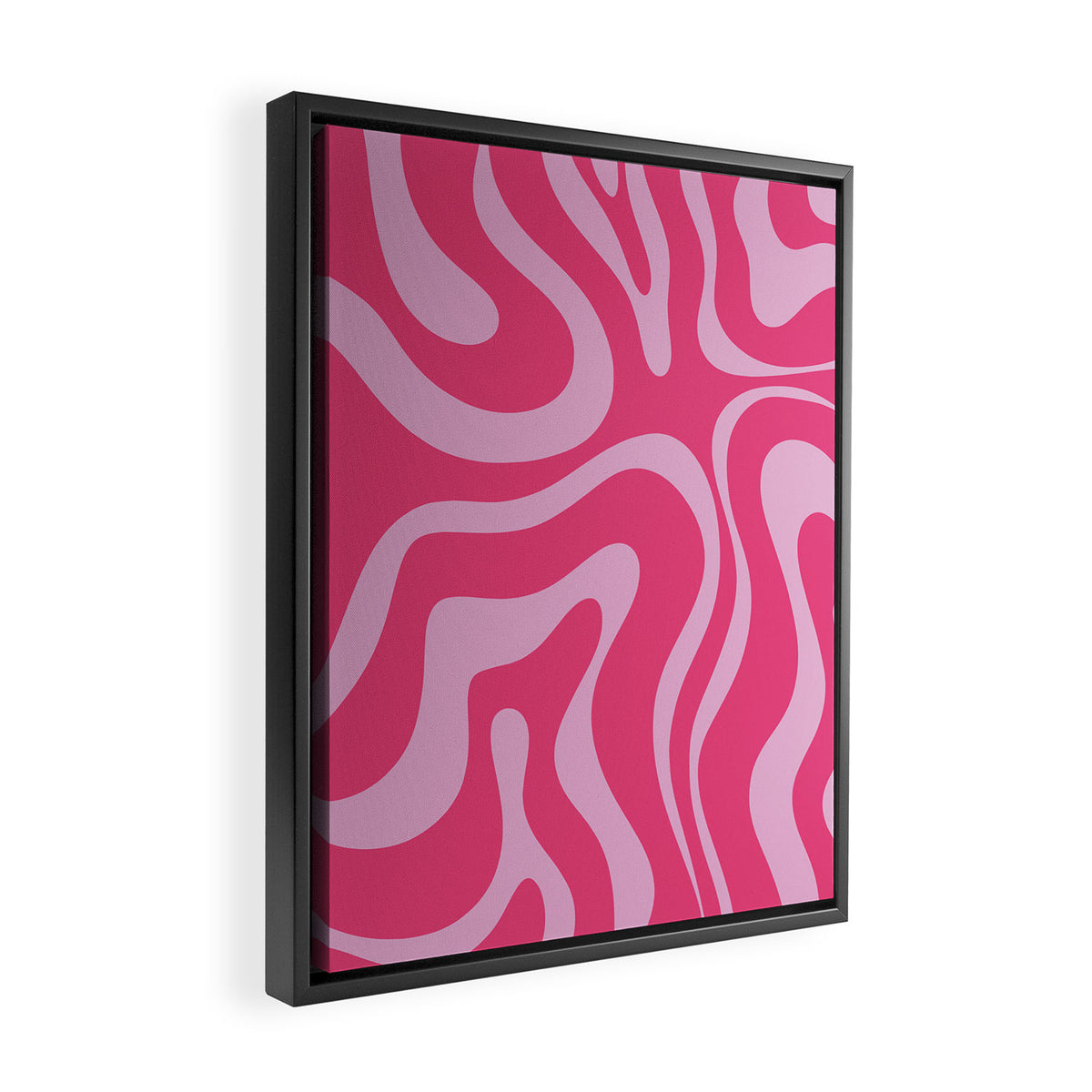 Modern Retro Liquid Swirl Abstract Pattern Vertical in Double Hot Pink  Framed Canvas Print Gallery Image 2