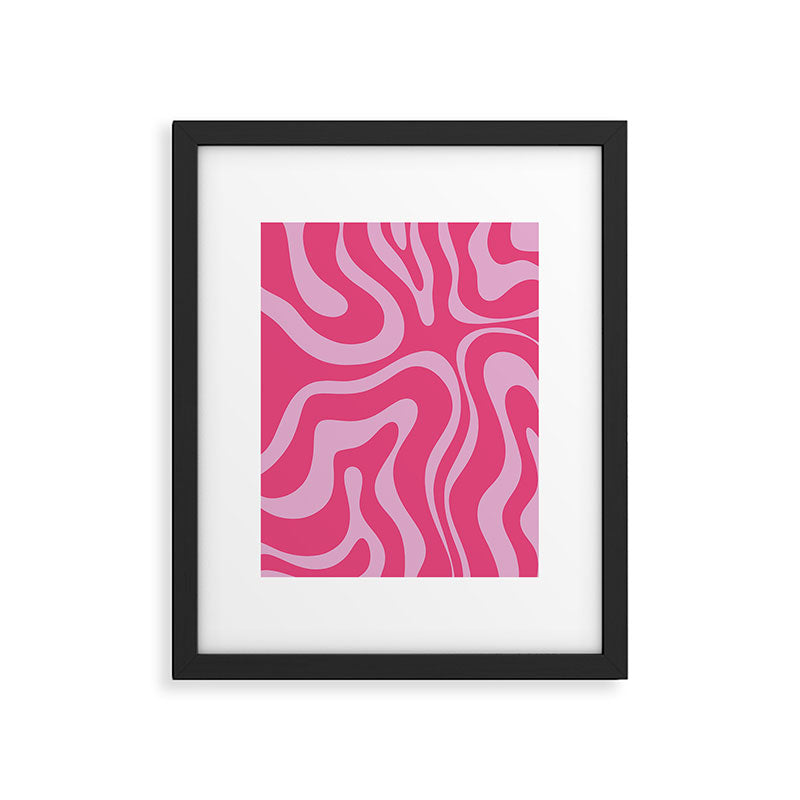Modern Retro Liquid Swirl Abstract Pattern Vertical in Double Hot Pink  Framed Art Print Gallery Image 5