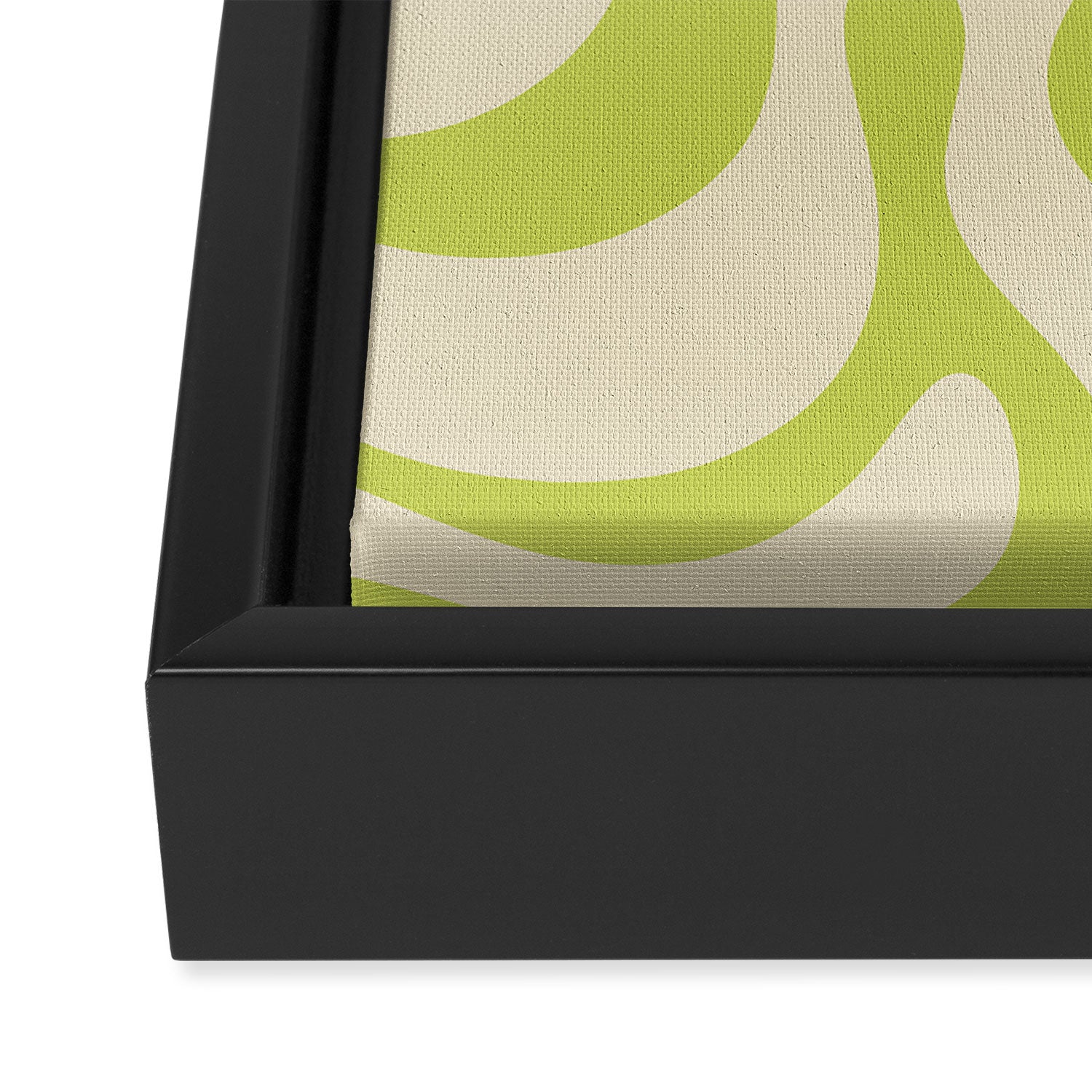 Modern Retro Liquid Swirl Abstract Pattern Vertical in Light Lime Linden Green Beige Framed Canvas Print Gallery Image 3