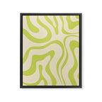 Modern Retro Liquid Swirl Abstract Pattern Vertical in Light Lime Linden Green Beige Framed Canvas Print Gallery Image 6