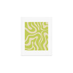 Modern Retro Liquid Swirl Abstract Pattern Vertical Light Lime Linden Green and Beige Art Print Gallery Image 1