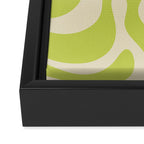 Modern Retro Liquid Swirl Abstract Pattern Vertical Light Lime Linden Green and Beige Framed Canvas Print Gallery Image 3