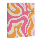 Modern Retro Liquid Swirl Abstract Pattern Vertical Pink and Orange Canvas Print Gallery Image 6