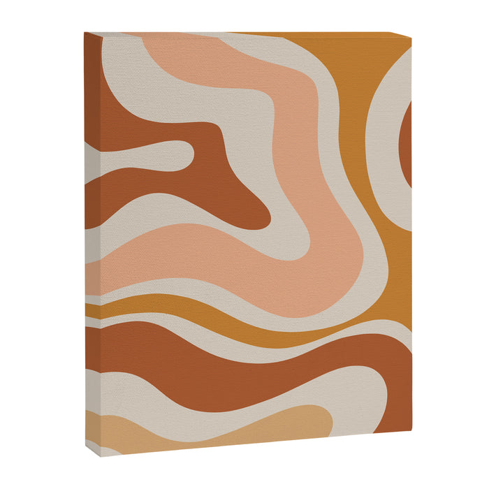 Modern Retro Liquid Swirl Abstract Square in Terracotta Earth Tones Canvas Print Gallery Image 1