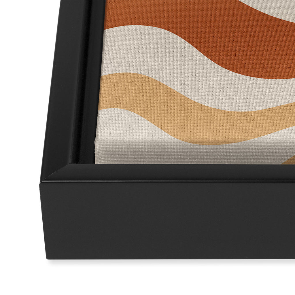Modern Retro Liquid Swirl Abstract Square in Terracotta Earth Tones Framed Canvas Print Gallery Image 3