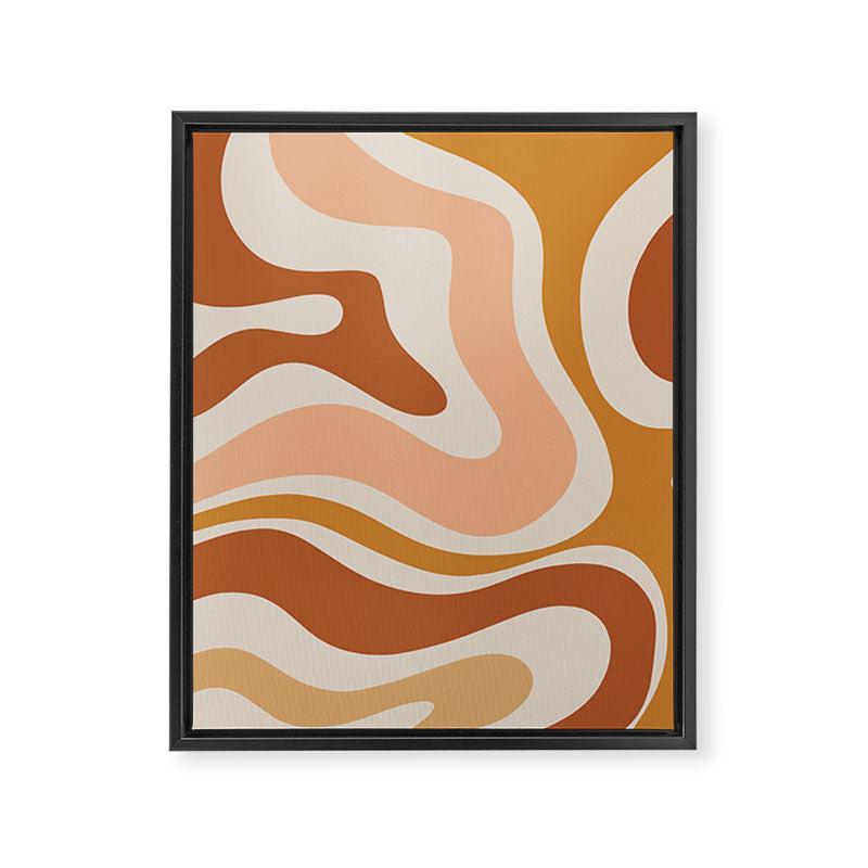Modern Retro Liquid Swirl Abstract Square in Terracotta Earth Tones Framed Canvas Print Gallery Image 8