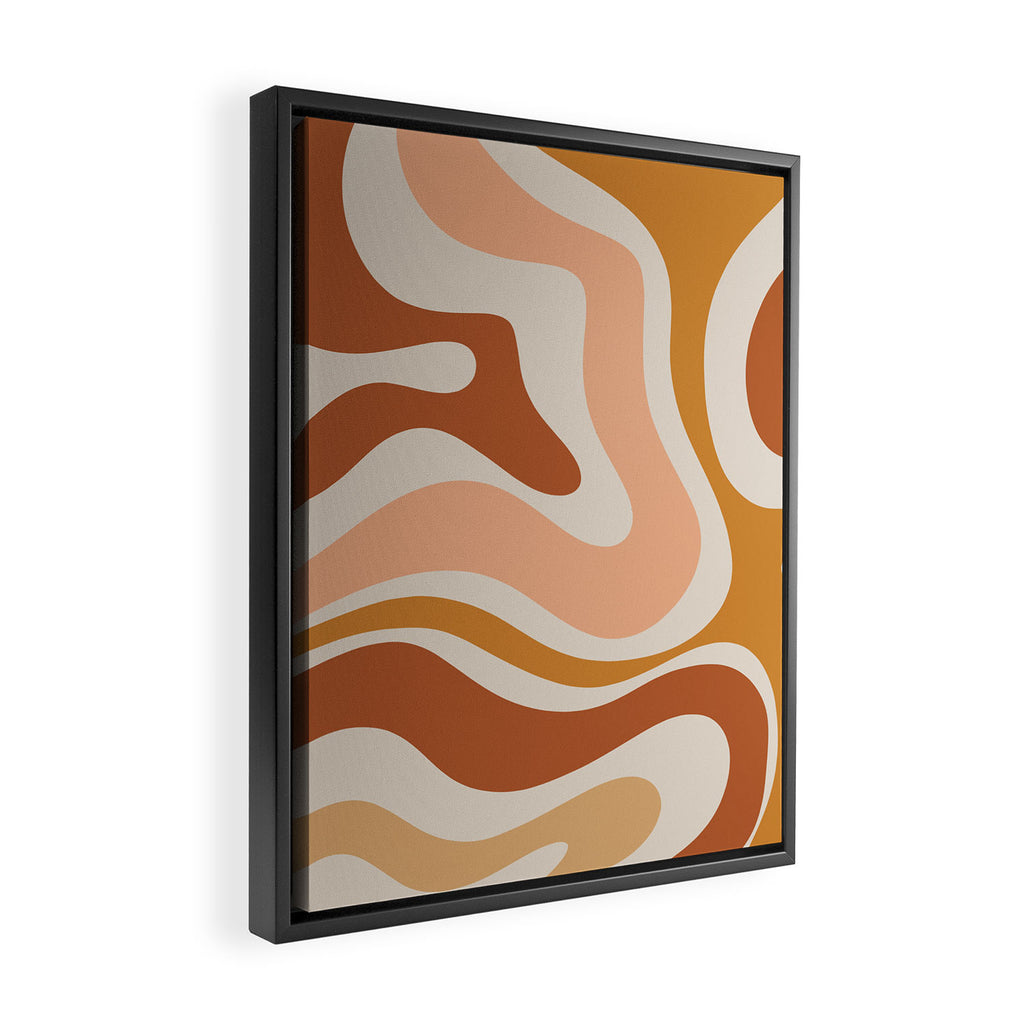 Modern Retro Liquid Swirl Abstract Square in Terracotta Earth Tones Framed Canvas Print Gallery Image 2