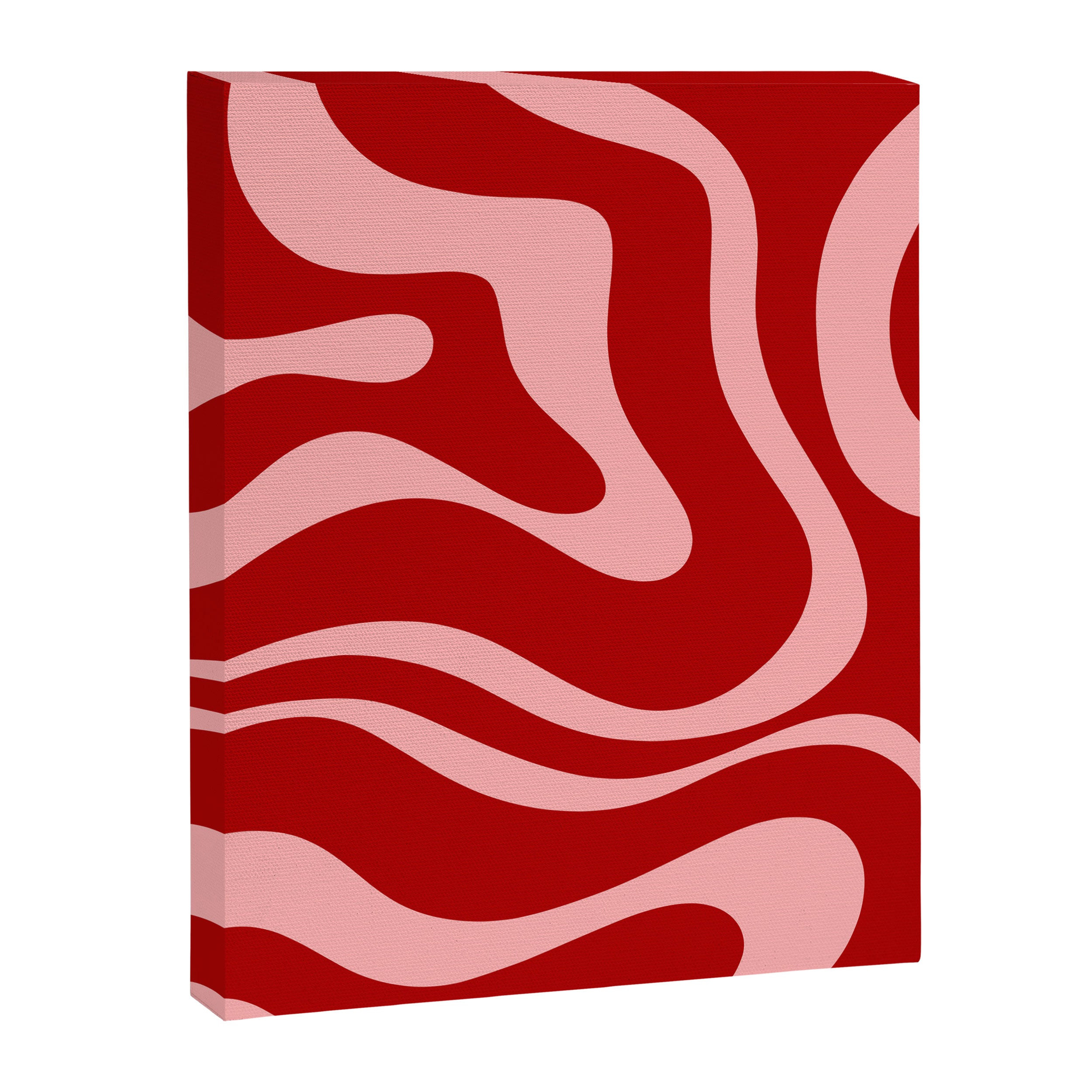 Modern Retro Liquid Swirl Fluid Abstract Bold Red and Pink Canvas Print Gallery Image 8