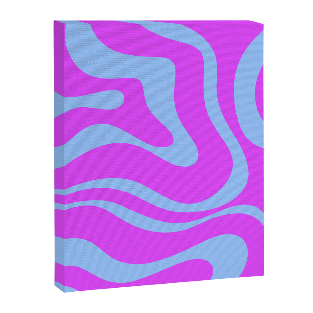 Modern Retro Liquid Swirl Fluid Abstract Pattern Bright Violet and Blue Canvas Print Gallery Image 8
