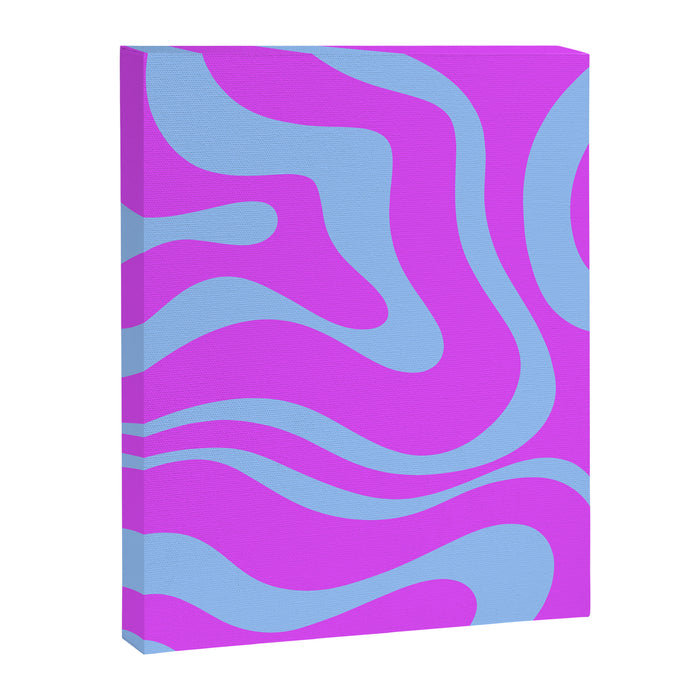 Modern Retro Liquid Swirl Fluid Abstract Pattern Bright Violet and Blue Canvas Print Gallery Image 1