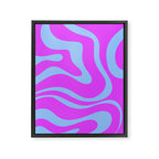 Modern Retro Liquid Swirl Fluid Abstract Pattern Bright Violet and Blue Framed Canvas Print Gallery Image 8