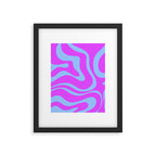 Modern Retro Liquid Swirl Fluid Abstract Pattern Bright Violet and Blue Framed Art Print Gallery Image 6