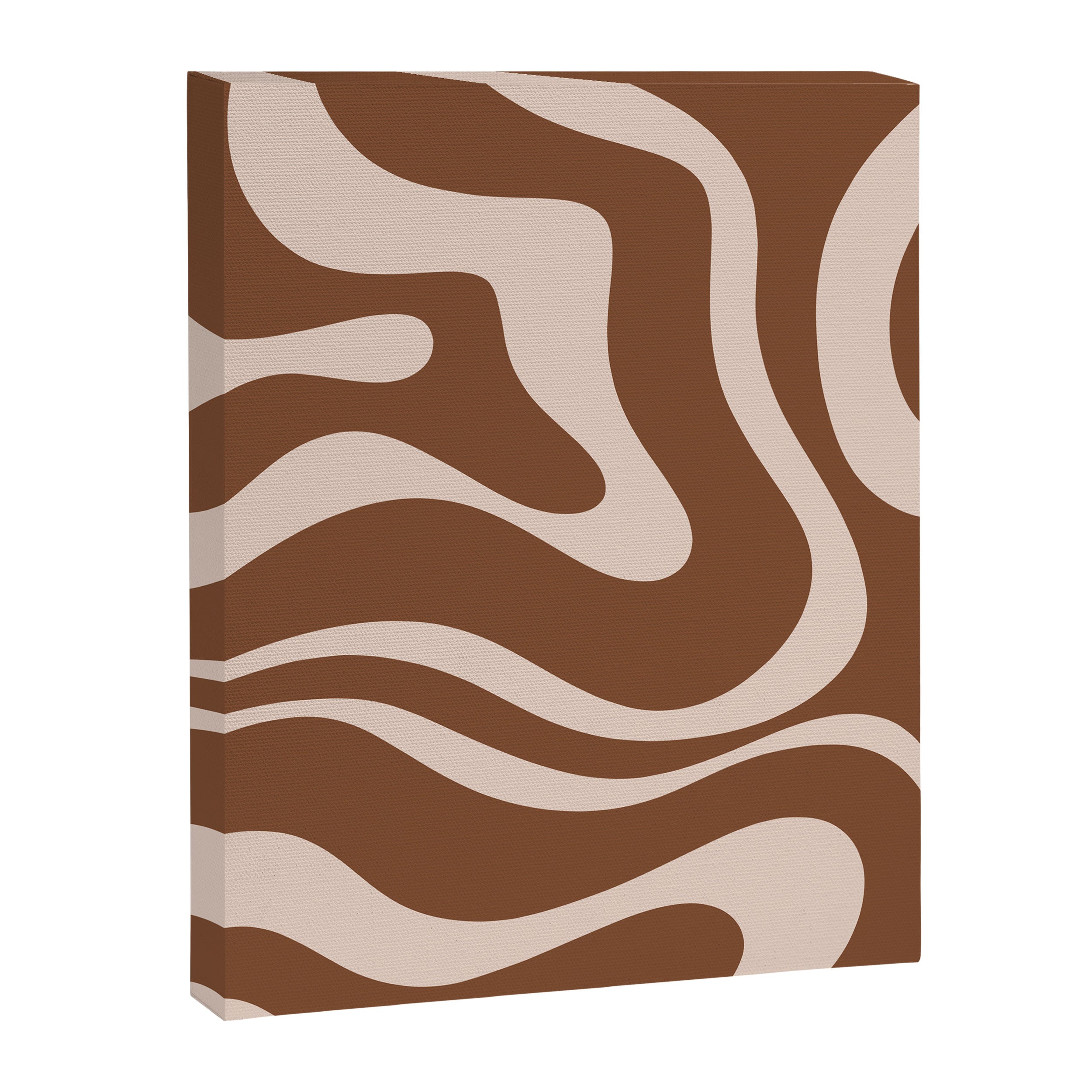 Modern Retro Liquid Swirl Fluid Abstract Pattern in Brown Canvas Print Gallery Image 8