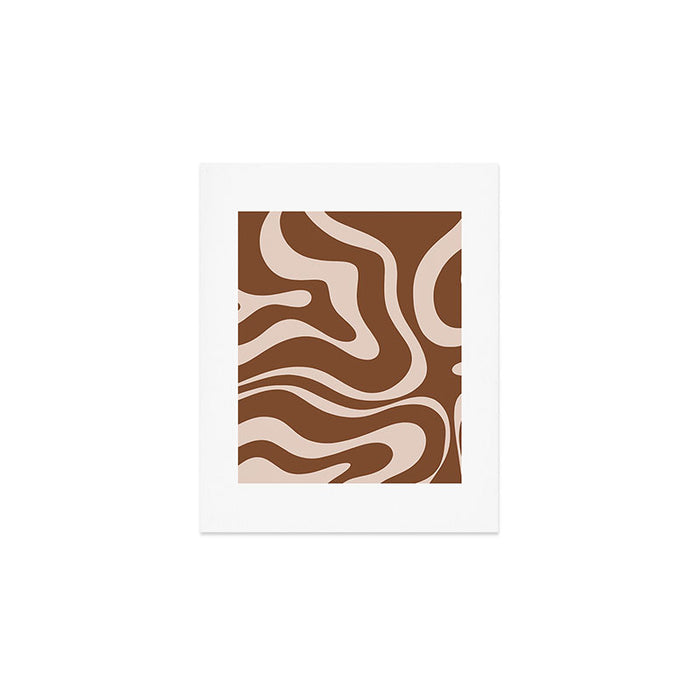 Modern Retro Liquid Swirl Fluid Abstract Pattern in Brown Art Print Gallery Image 1