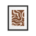 Modern Retro Liquid Swirl Fluid Abstract Pattern in Brown Framed Art Print Gallery Image 6