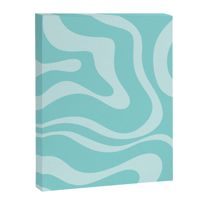 Modern Retro Liquid Swirl Fluid Abstract Pattern in Light Pastel Aqua Turquoise Canvas Print Gallery Image 1