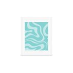 Modern Retro Liquid Swirl Fluid Abstract Pattern in Light Pastel Aqua Turquoise Art Print Gallery Image 1