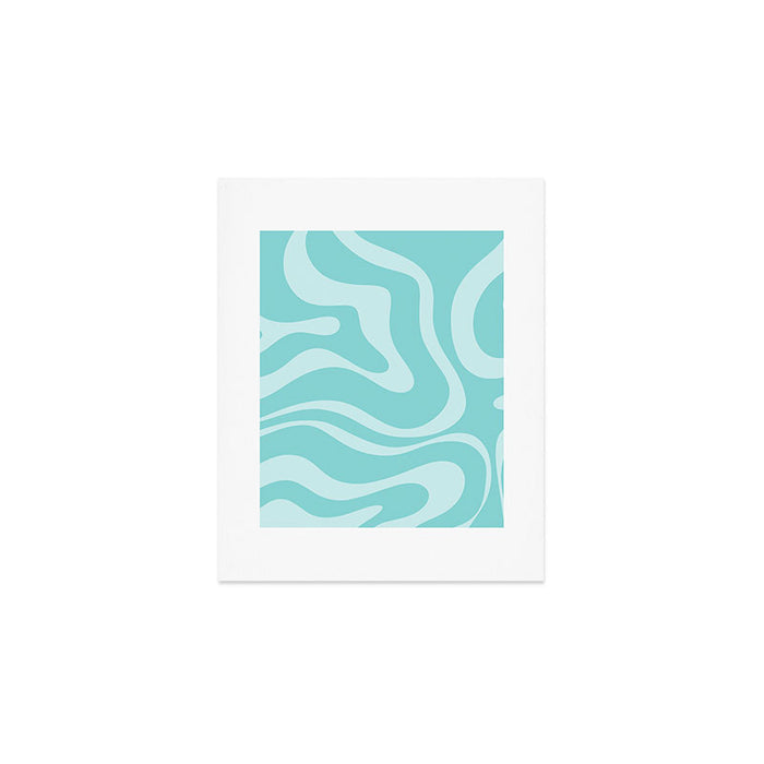Modern Retro Liquid Swirl Fluid Abstract Pattern in Light Pastel Aqua Turquoise Art Print Gallery Image 1