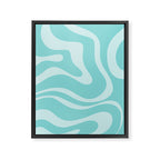Modern Retro Liquid Swirl Fluid Abstract Pattern in Light Pastel Aqua Turquoise Framed Canvas Print Gallery Image 8