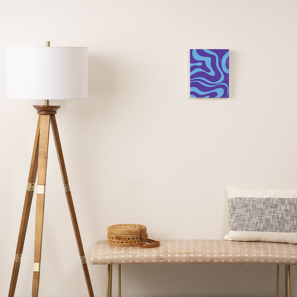 Modern Retro Liquid Swirl Fluid Abstract Purple Blue Pattern Canvas Print Gallery Image 2