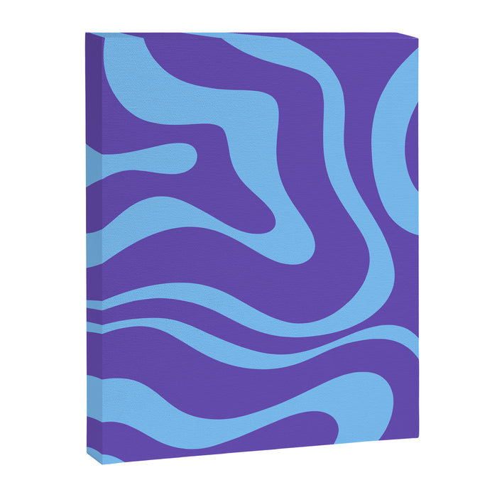 Modern Retro Liquid Swirl Fluid Abstract Purple Blue Pattern Canvas Print Gallery Image 1
