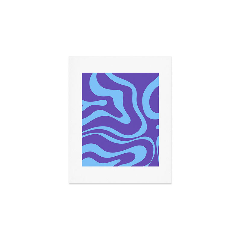 Modern Retro Liquid Swirl Fluid Abstract Purple Blue Pattern Art Print Gallery Image 1