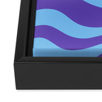 Modern Retro Liquid Swirl Fluid Abstract Purple Blue Pattern Framed Canvas Print Gallery Image 3