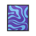 Modern Retro Liquid Swirl Fluid Abstract Purple Blue Pattern Framed Canvas Print Gallery Image 8