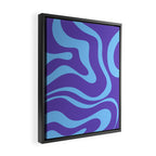Modern Retro Liquid Swirl Fluid Abstract Purple Blue Pattern Framed Canvas Print Gallery Image 2