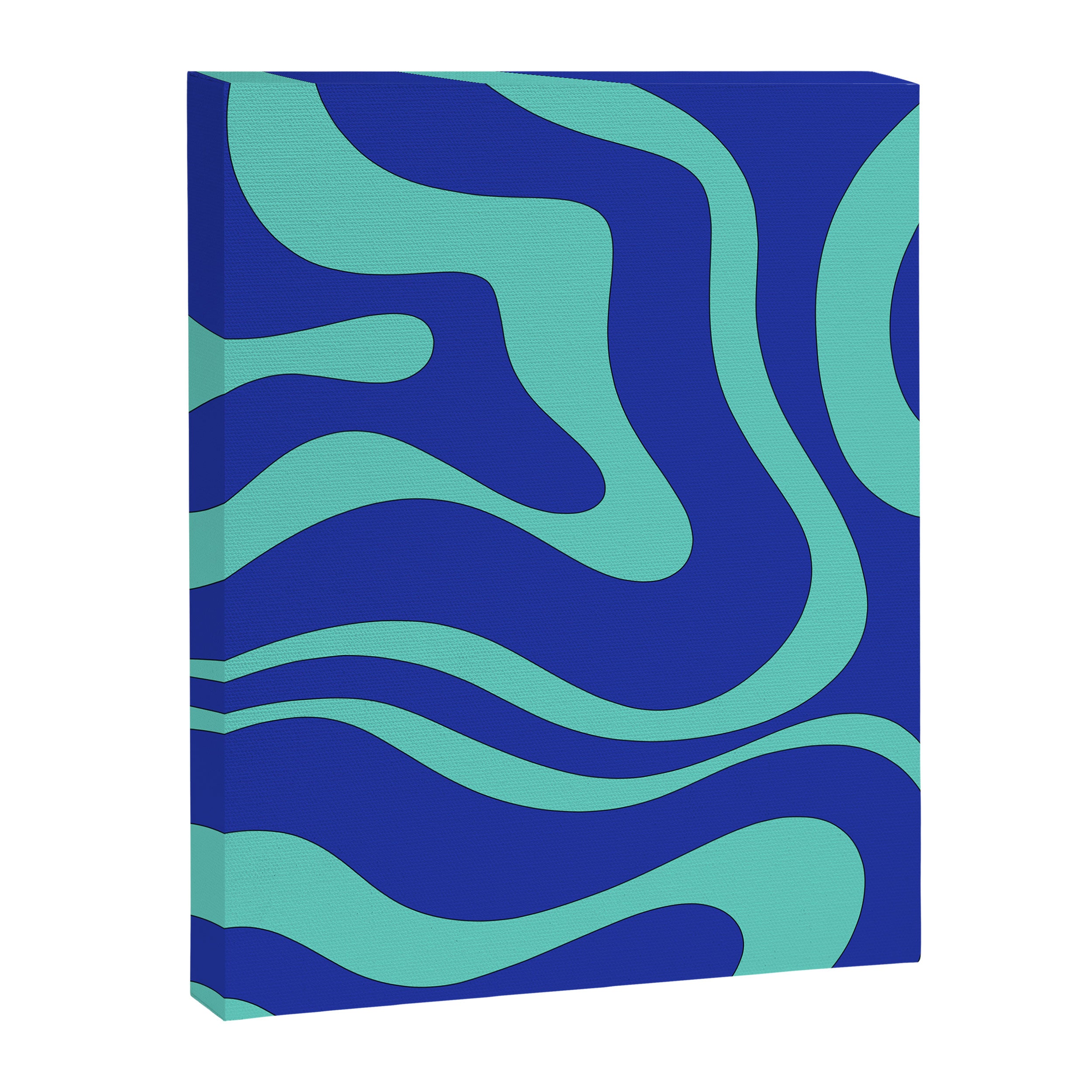 Modern Retro Liquid Swirl Funky Abstract Pattern Bright Blue Aqua Turquoise Canvas Print Gallery Image 8