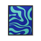 Modern Retro Liquid Swirl Funky Abstract Pattern Bright Blue Aqua Turquoise Framed Canvas Print Gallery Image 8