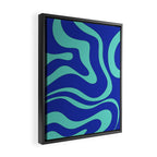 Modern Retro Liquid Swirl Funky Abstract Pattern Bright Blue Aqua Turquoise Framed Canvas Print Gallery Image 2
